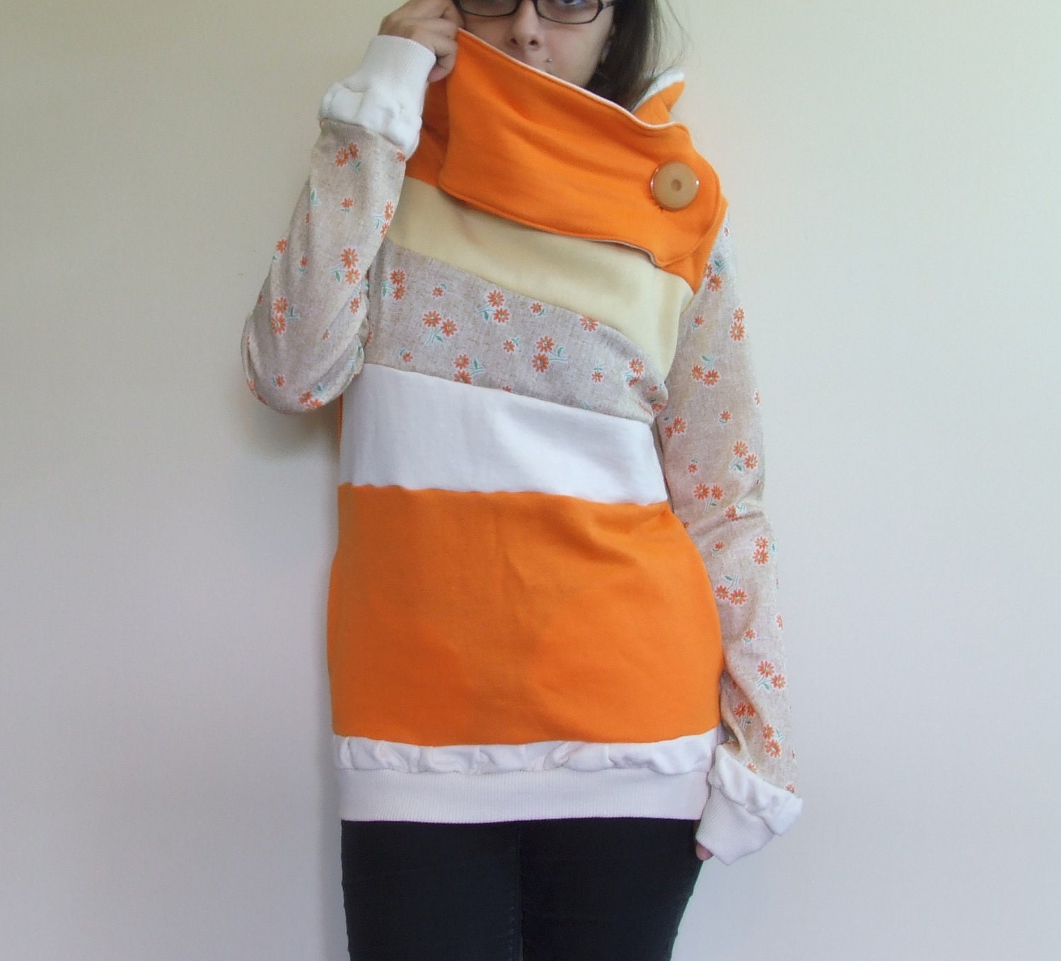 NECTAR - Hoodie Sweatshirt Sweater - Recycled Upcycled - One of a Kind Women - SMALL