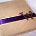 WEDDING GUEST BOOK - Purple and Orange, Natural Tan Burlap, Scrapbook Style, Custom colors and fabrics available