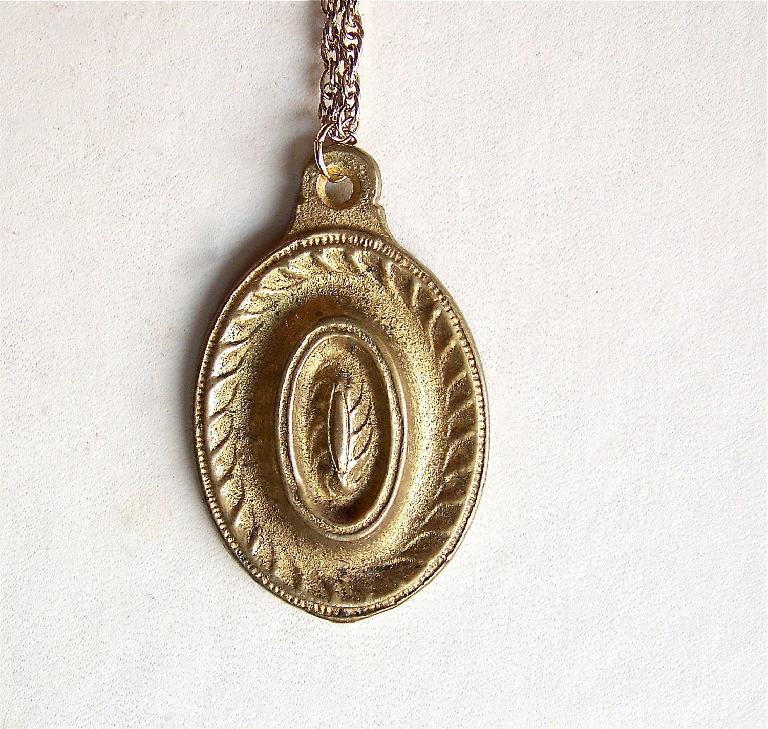 vintage brass drawer pull necklace, recycled jewelry - eternity