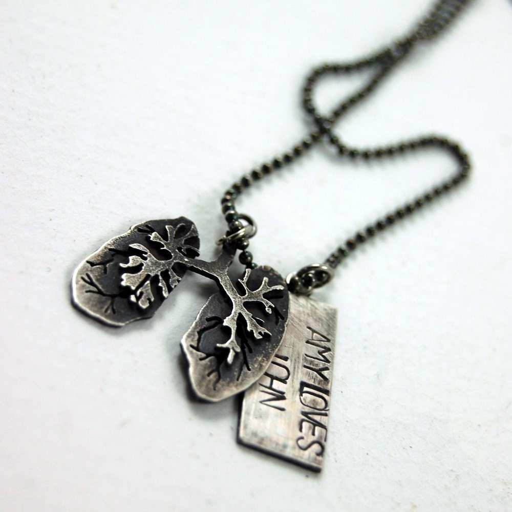 Just Breathe, Handmade Sterling Silver Lungs Necklace