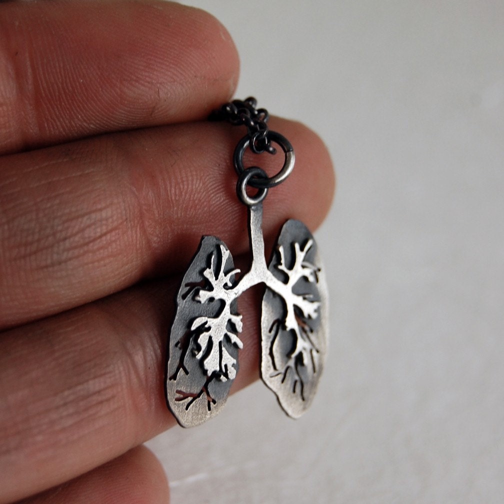 Just Breathe, Handmade Sterling Silver Lungs Necklace