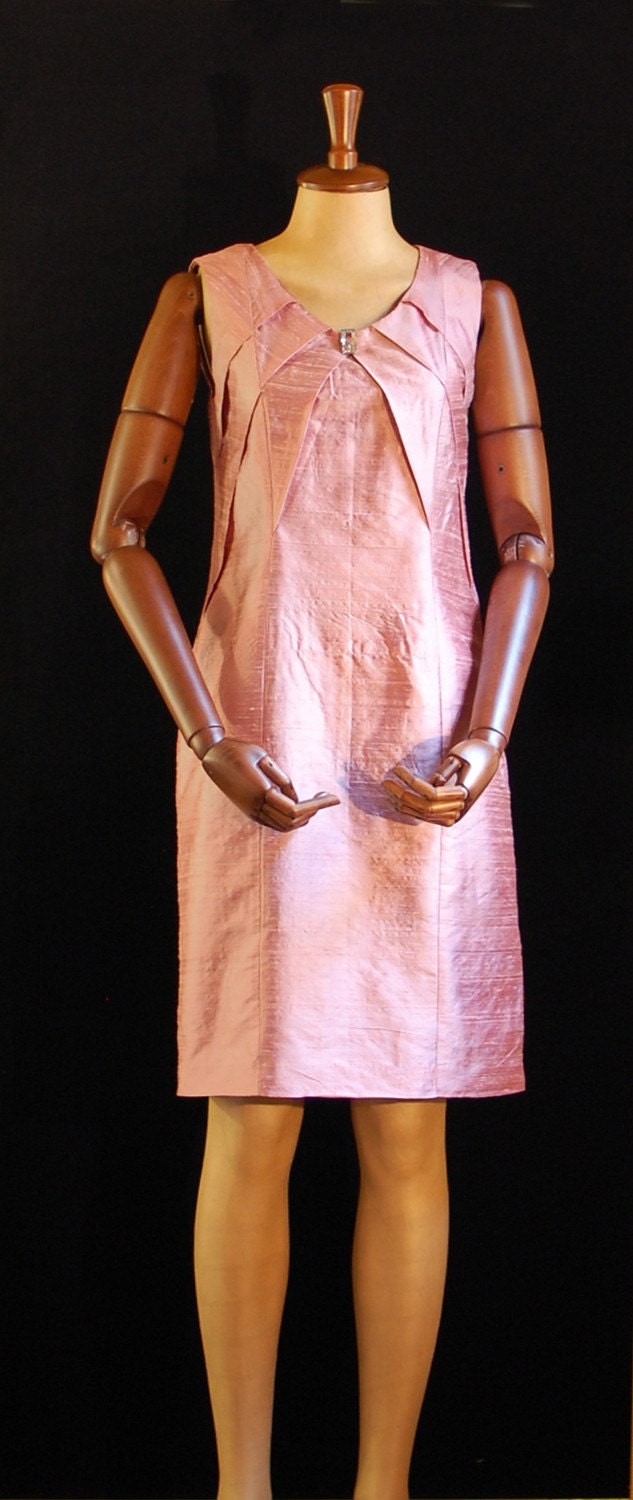 FRAGOLINE DI BOSCO Elegant, Silk, Origami Inspired Pink Made in Italy Dress