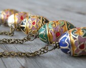 Cloisonne Egg Necklace, Vintage Cloisonne, Egg, Vintage Brass