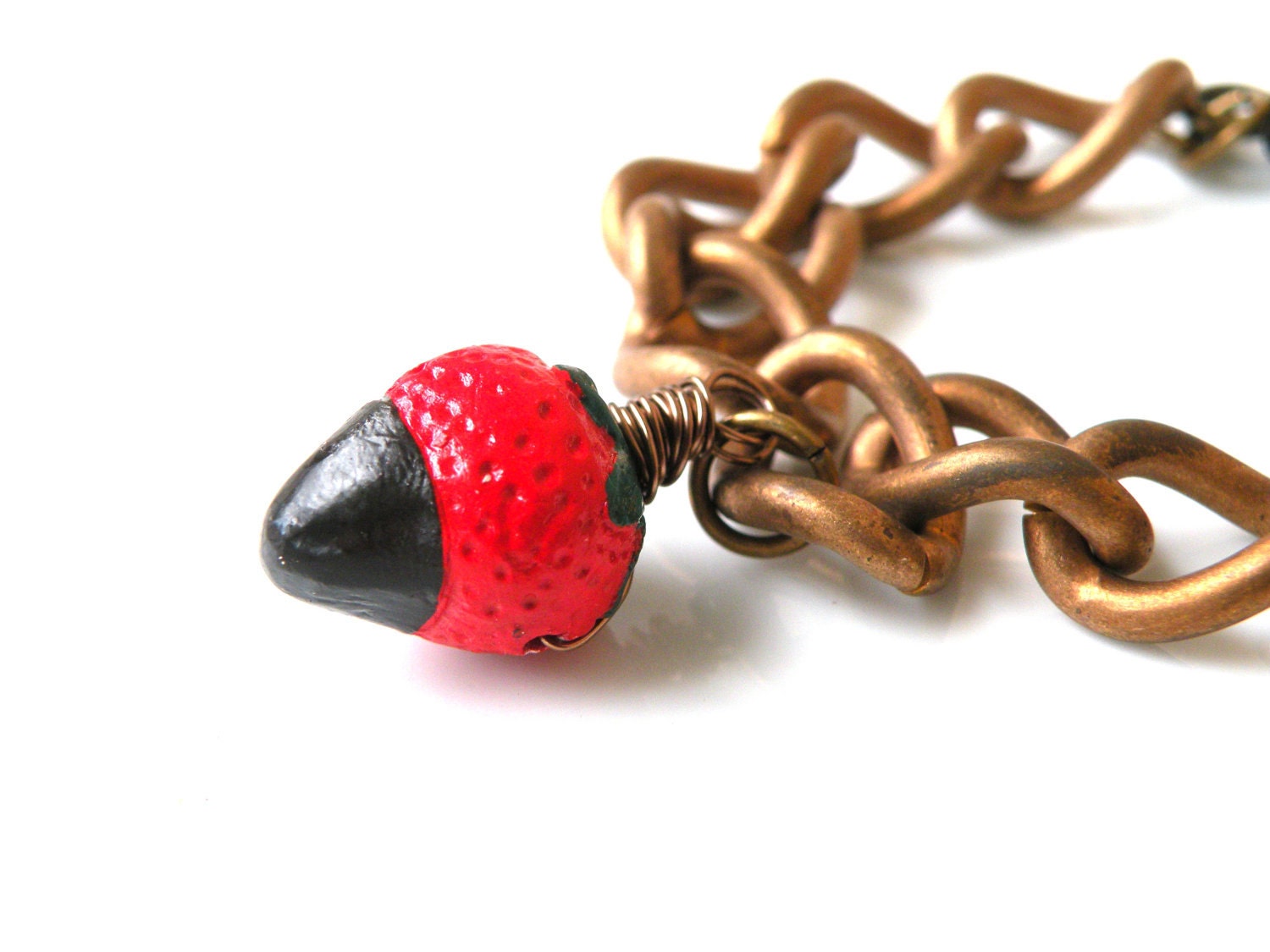 Strawberry Charm Bracelet, Strawberry, Charm Bracelet, Chocolate Dipped Strawberry