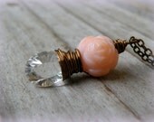 Vintage Rose Quartz Pendant, Rose, Quartz, Gemstone
