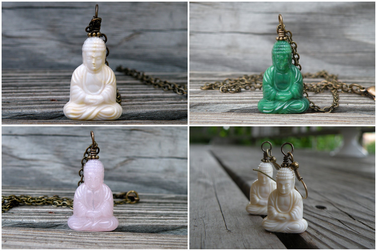Buddha Necklace, Buddha, Jade, Vintage Brass, Simple Necklace