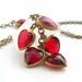 Vintage Heart Necklace, Heart Necklace, Dangle charm, Red Hearts