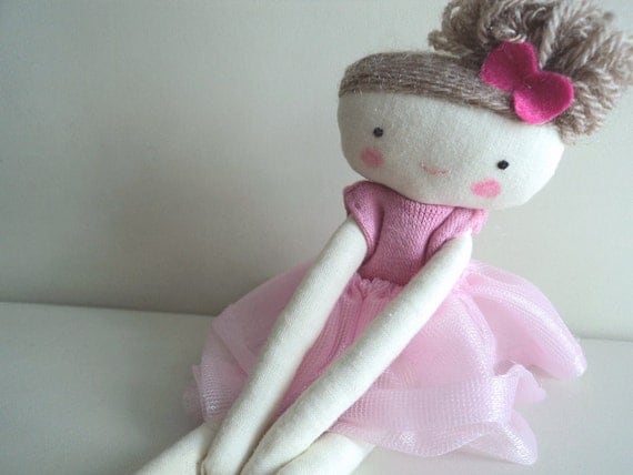 Ballerina rag doll - plush toy cloth doll ballerina in pink tutu