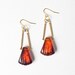 SALE - Vintage Lucite Tortoise Shell Fluted Fan Briolette Earrings with Gold Bars and Clear Crystal Beads - Limited