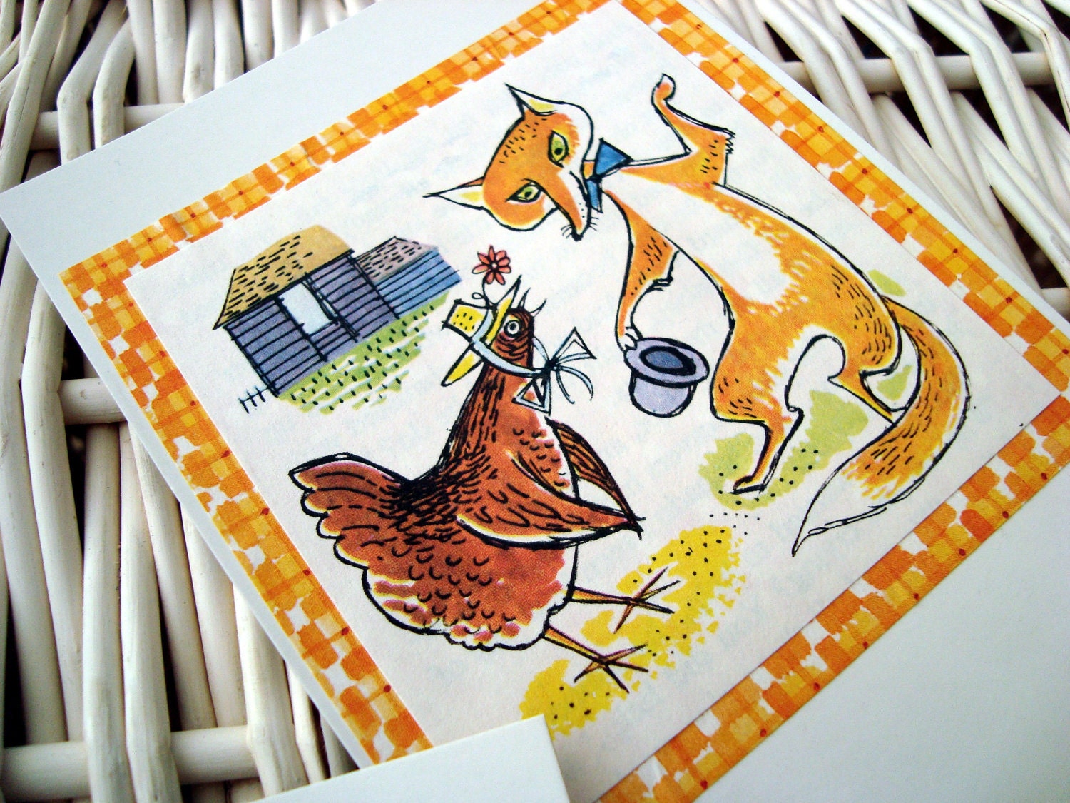 Note cards,  vintage children's illustrations.  Farm series. x 6 with envelopes