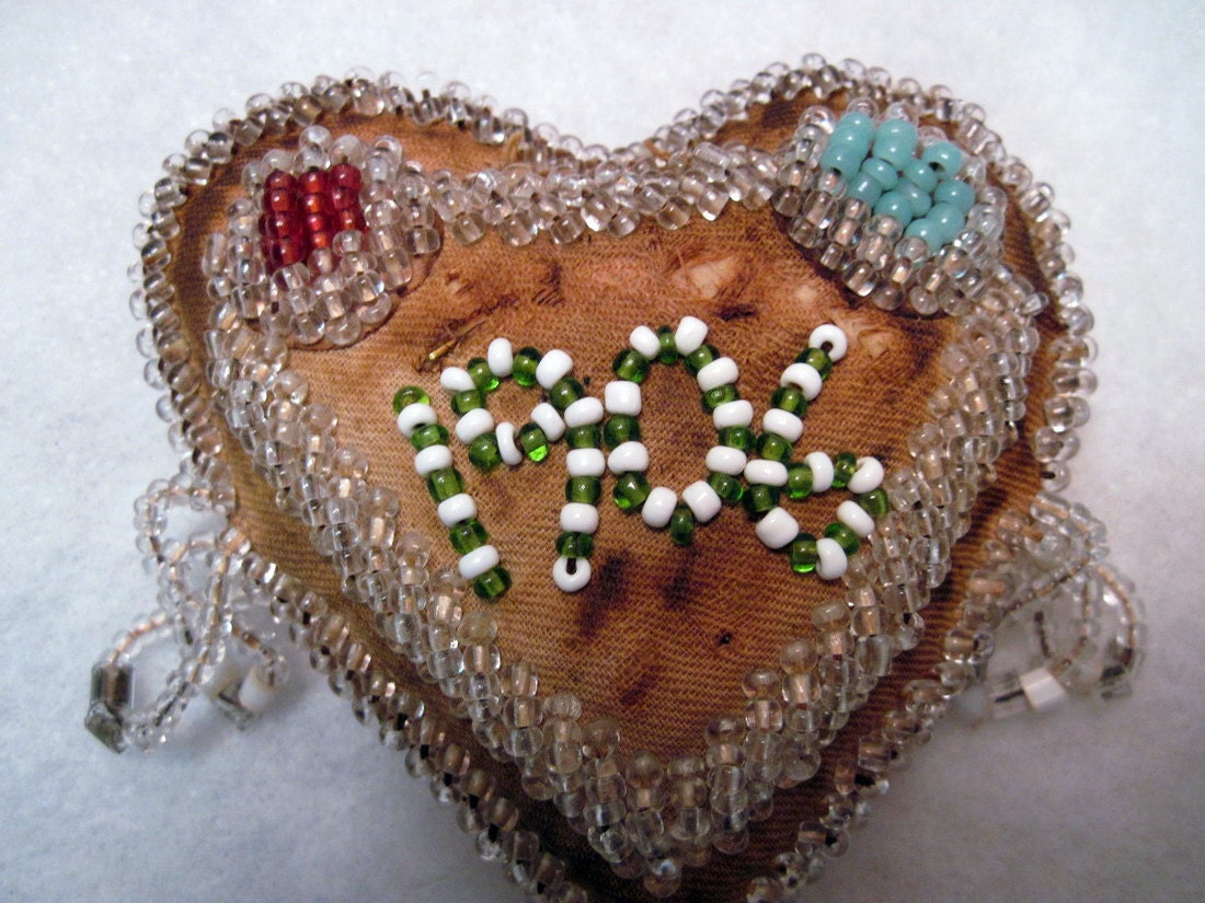 Antique 100 year old beaded Whimsey pin cushion from 1906
