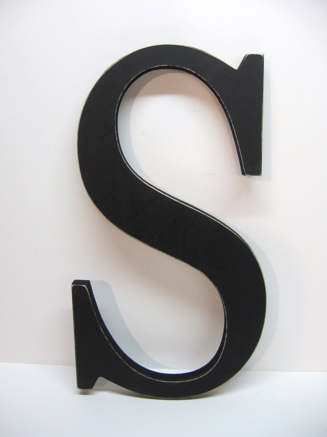 Wood Letter S Sign - 15 Inch - Painted Black - Distressed - Initial - Monogram - Personalized -  Wall Decor - Wedding Decor - Shower Gift