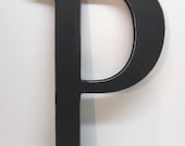 Wood Letter P Sign - 15 Inch - Painted Black - Distressed - Initial - Monogram - Personalized - Wall Decor - Wedding Decor - Shower Gift