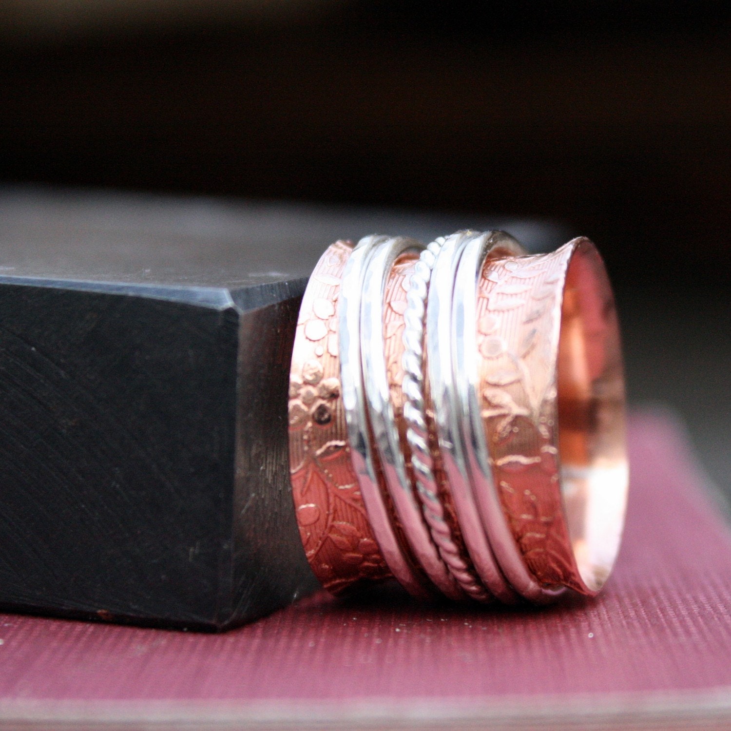Copper and Sterling Silver Spinner Ring