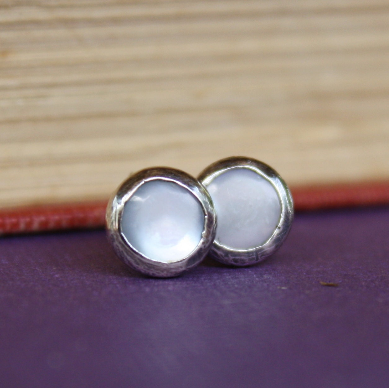 Mother Of Pearl Ear Studs Rustic