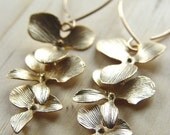 Orchid Flower 14k gold earrings