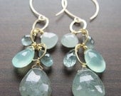 Moss Aquamarine Chain Earrings Gold