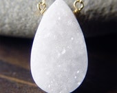 Vanilla Teardrop Druzy Gold Necklace
