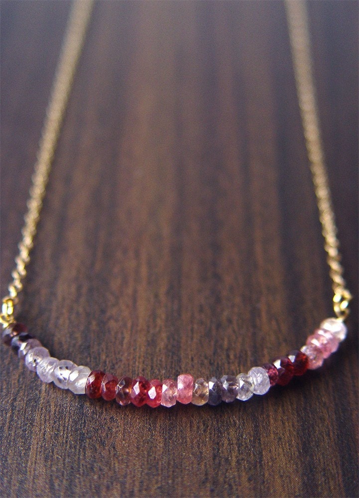 Multi Sapphire Rondelle Necklace 14K Gold