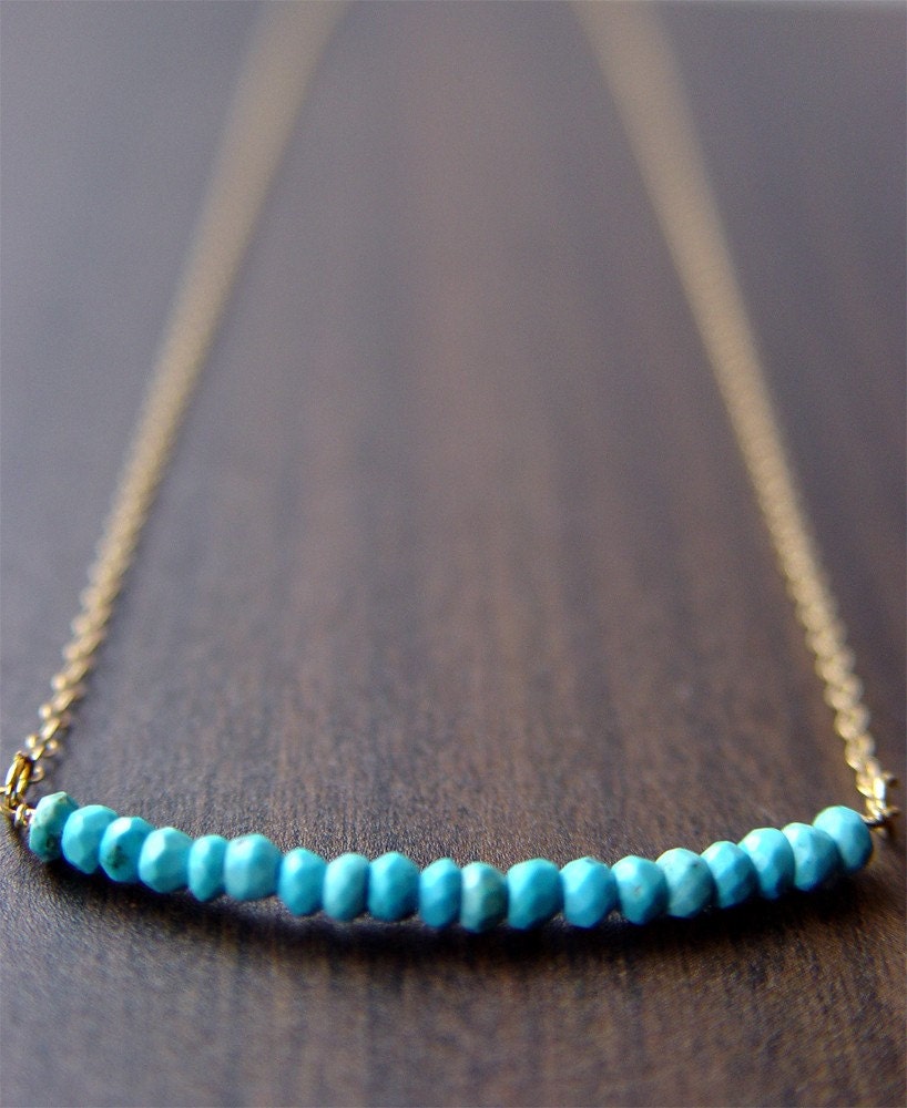 Turquoise Rondelle Necklace 14k Gold