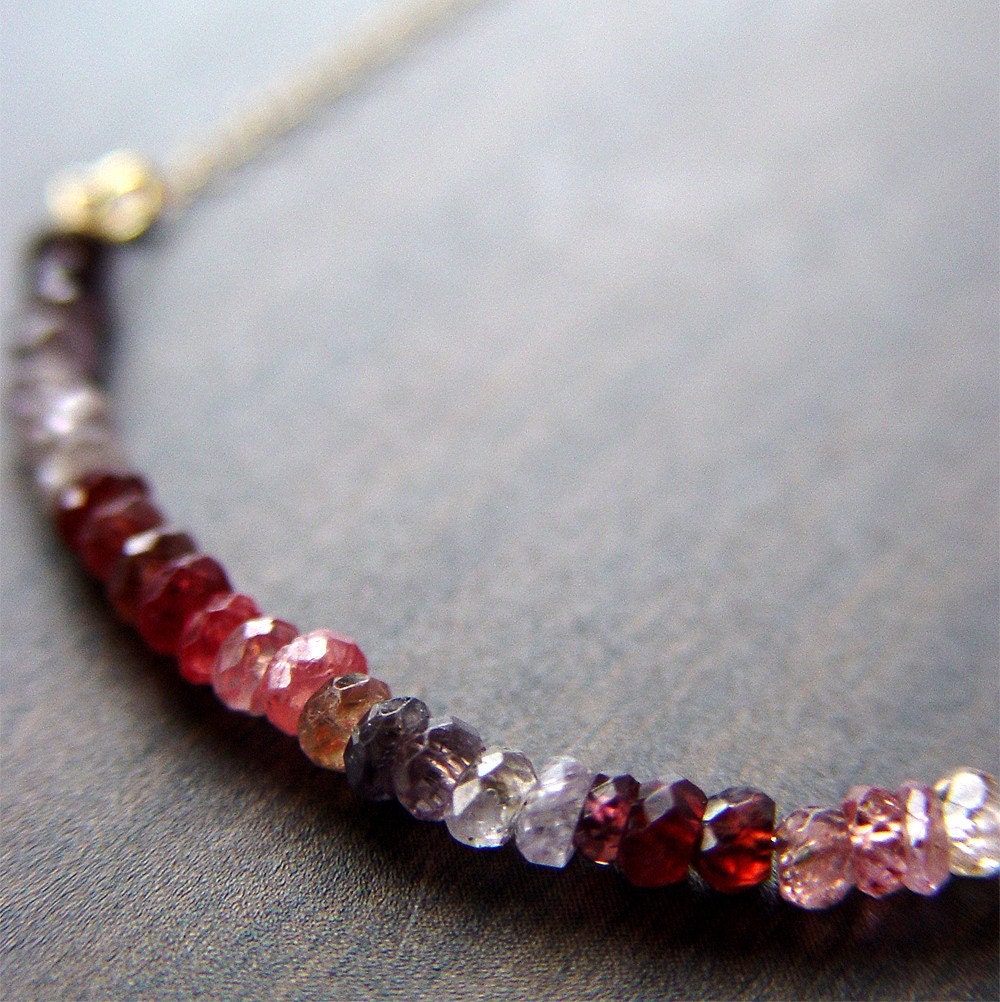 Multi Sapphire Rondelle Necklace 14K Gold