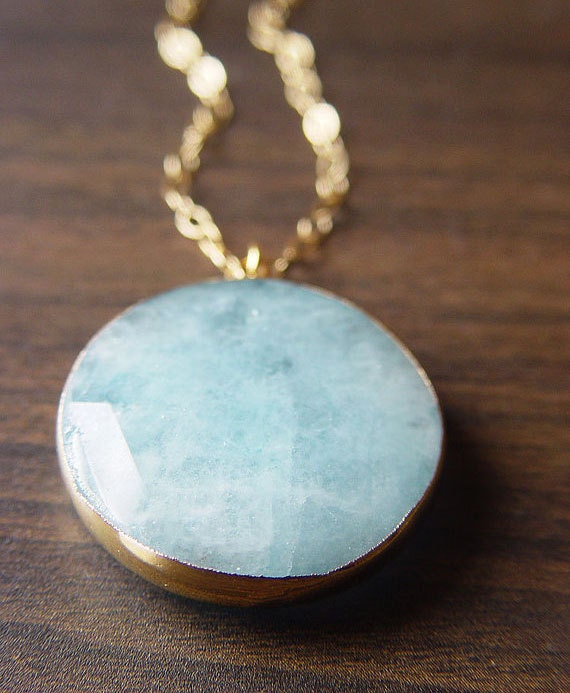 Blue Aquamarine Gold Necklace - limited edition