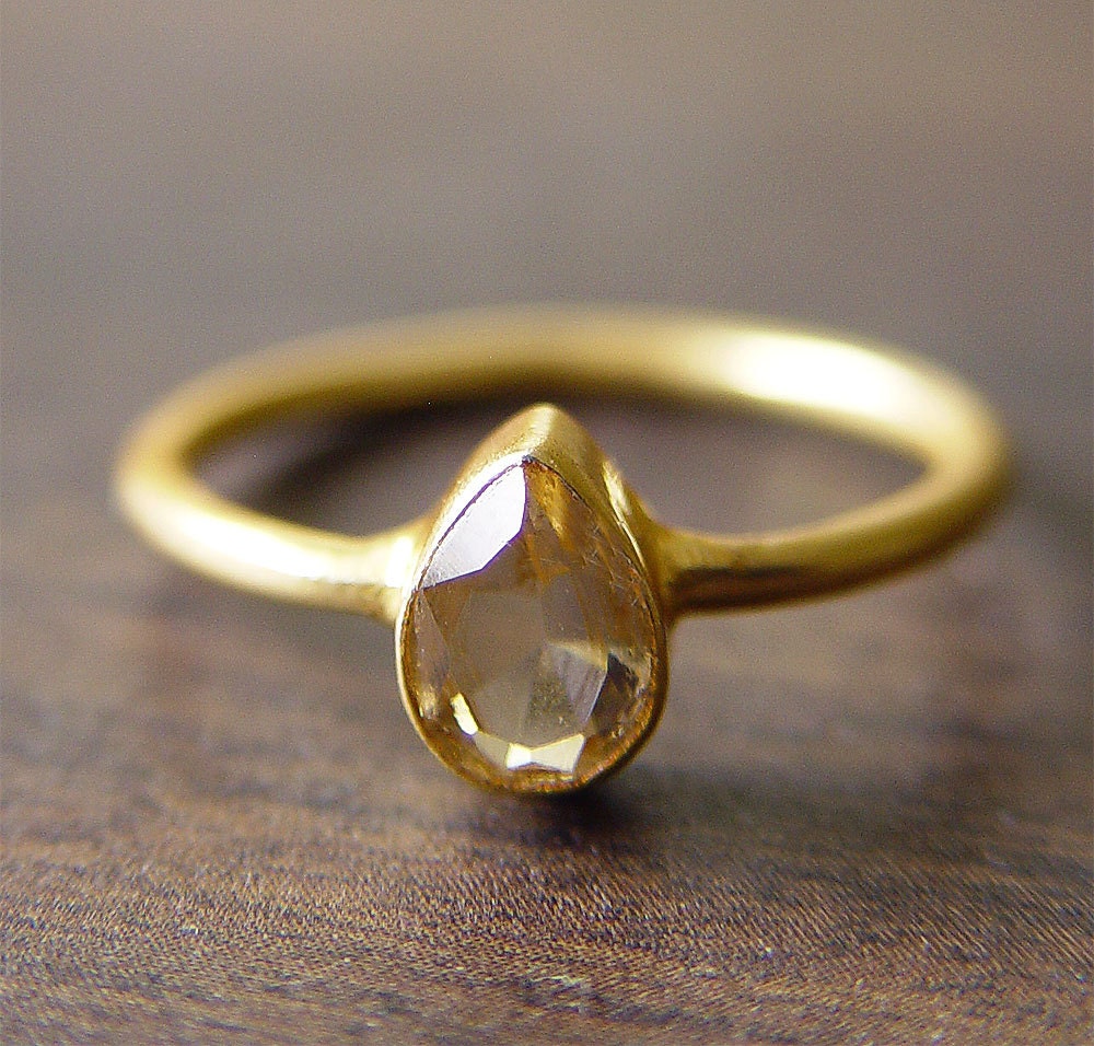 Lemon Citrine Teadrop Ring 14k Gold