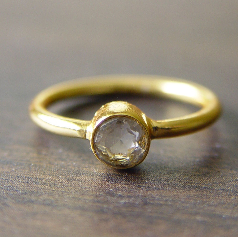 Round White Topaz Ring 14k Gold