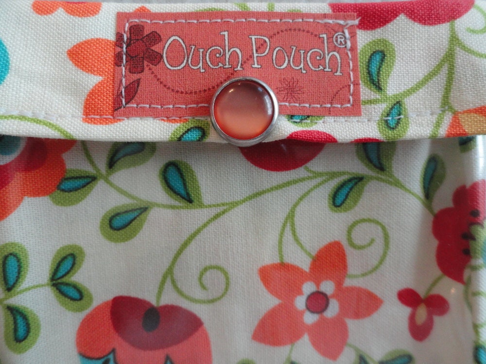 Clearance Sale - Small Ouch Pouch (TM) First Aid Kit For Diaper Bag Car Purse Travel (4x5 Tossed Cream Flowers Fabric)
