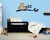 Owl on a branch... vinyl lettering... buy 2 gt 1 FREE