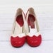 vintage spectator pumps // 1940's Style Red and White Mary Says High Heels
