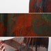vintage 1930s dress / 30s dress / Teal, Brown, and Orange Feather Print Chiffon Dress with Crystal Blue Buttons
