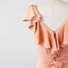 vintage 50s 60s dress // Peach Cocktail Dress with Dramatic Ruffle and Plunging Back