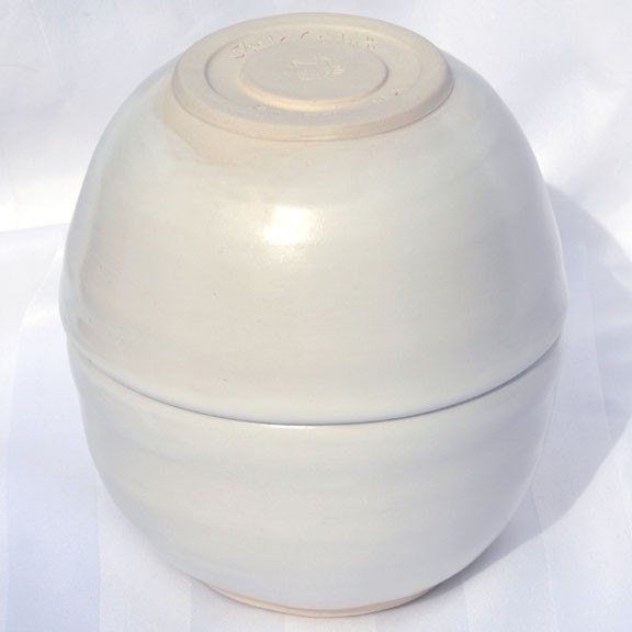 Pair of White and Turquoise Rice Bowls - Two Aqua and White Glazed Ceramic Pottery Bowls - Handmade