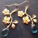 Golden Dogwood Branches with Teal-blue Fluorite Briolettes
