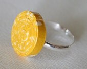 Yellow Coiled Paper Ring - juliedyecraft