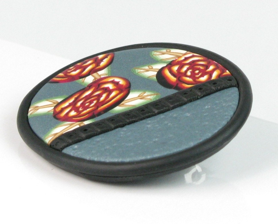 Handmade Polymer Clay Rose Floral Brooch - Art Pin - Valentine's Day -  Rose Parade 