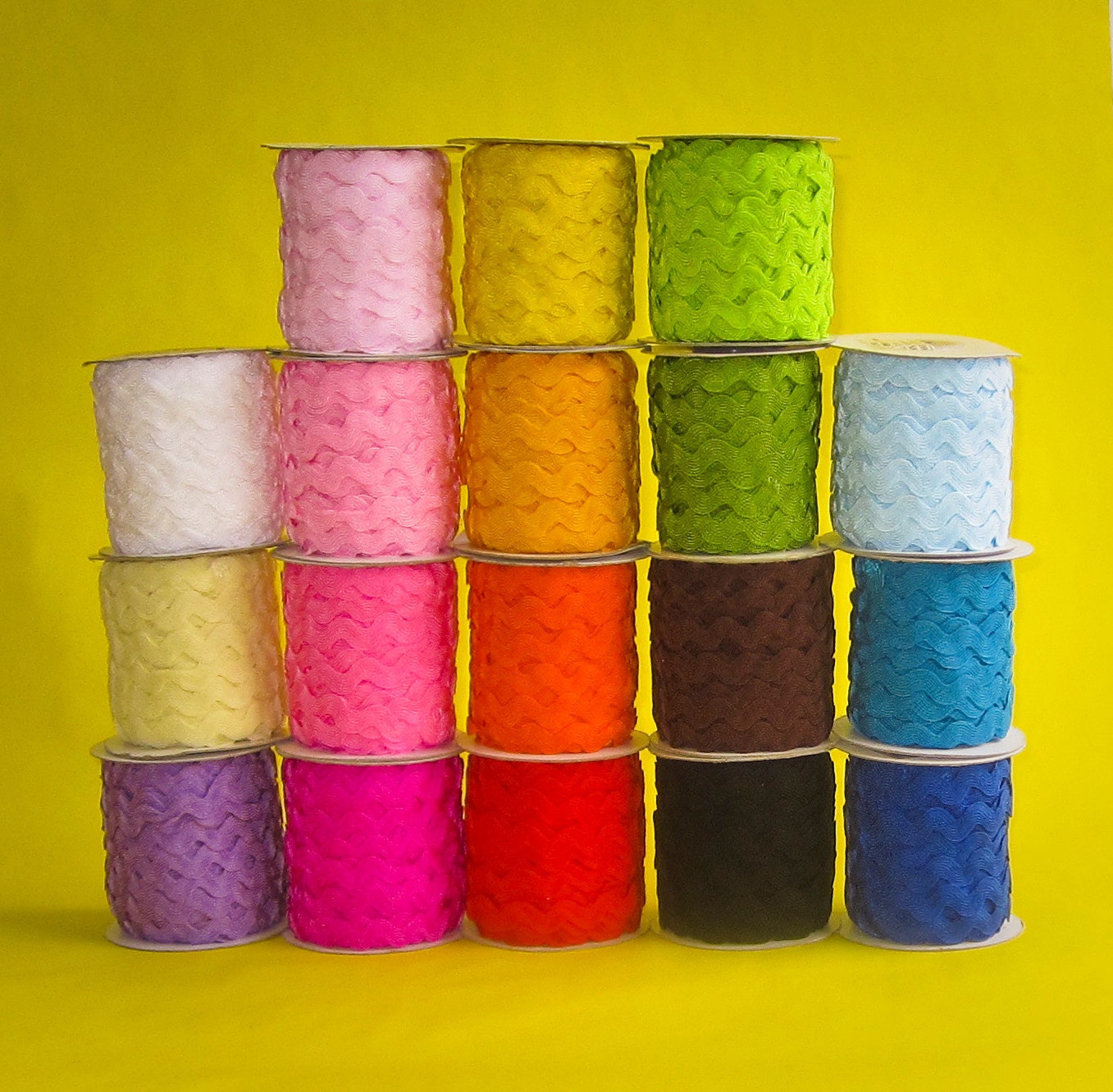 JUMBO RICK RACK bundle, 5/8ths inch, 36 cut yards, 18 colors of Ric Rac