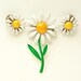 Vintage Enamel Flower Brooch and Earring Set Bright and Sunny White and Yellow Shasta Daisy