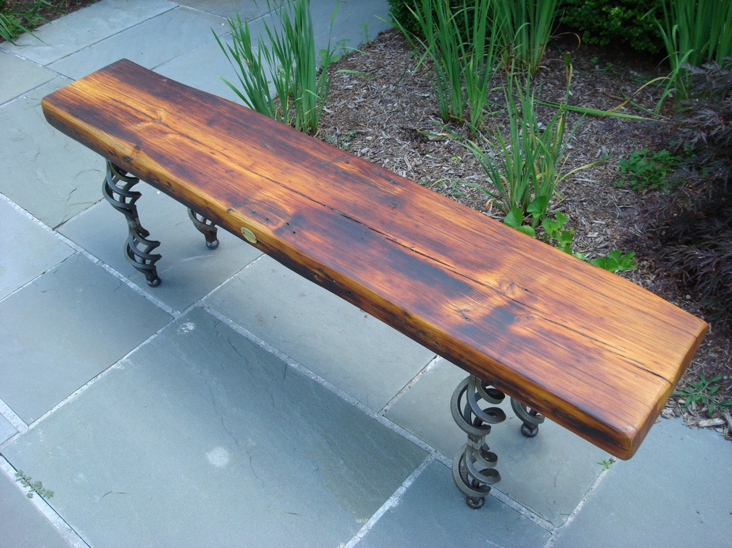 Reclaimed wood bench/coffee table with steel base by surthrival