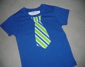 Infant/Toddler Boys Royal Blue Lime Green White Stripe Little Man Tie Shirt 12m 18m 24m 2T 3T 4T 5T