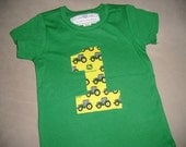 Infant/Toddler Boys First 1st Birthday Tractor 1 Green Shirt 12m 18m 24m 2T
