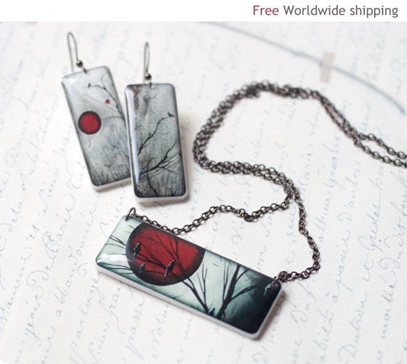 Full Moon Jewelry set - Necklace and earrings (S025)