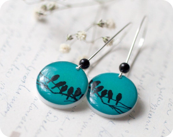 Birds on Branch jewelry set - Ring and Earrings (S020)