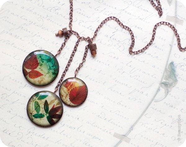 Autumn leaf necklace - Autumn jewelry - Boho (BN008)
