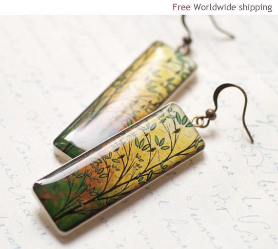 Autumn mustard earrings  (E033)