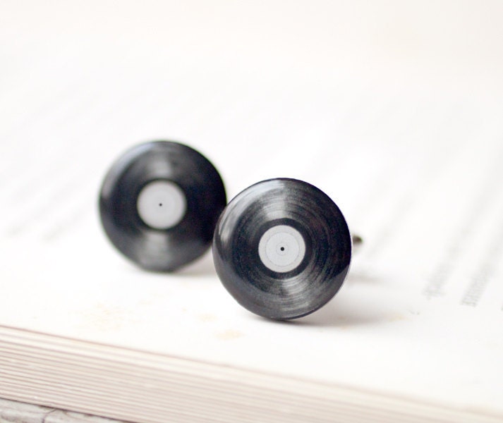 Men cufflinks - Vinyl record Cuff links for him (C018)