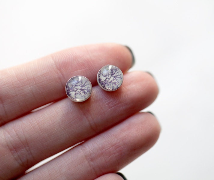Tiny ear post - Tree earrings - Earring studs (E092)