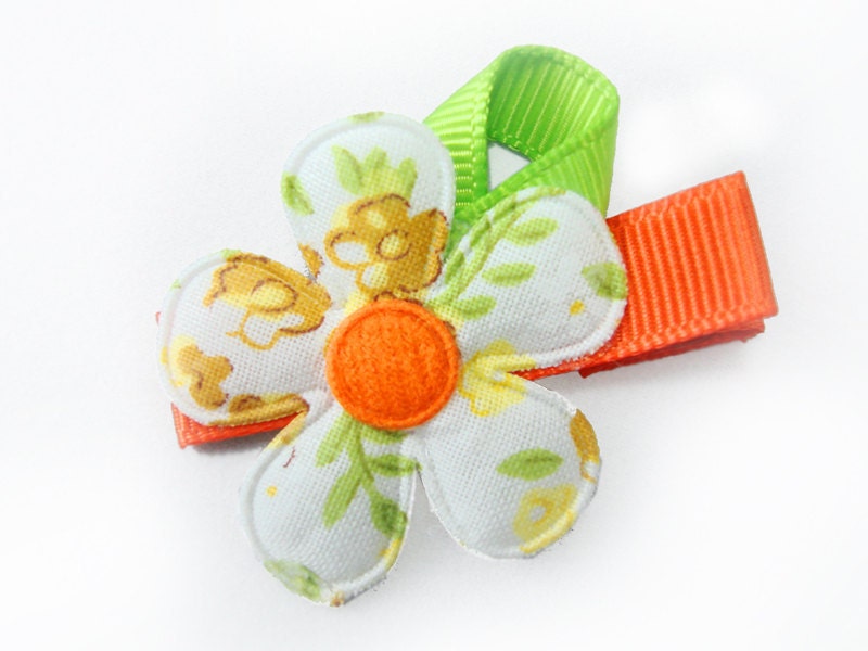 Eriantha / yellow and orange floral print flower hair clip - no slip grip