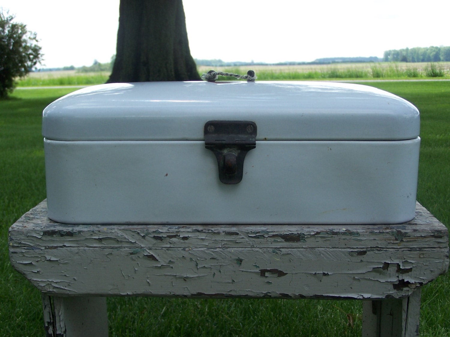 Antique White German Enamel Bread Box by HogsAndHominy on Etsy